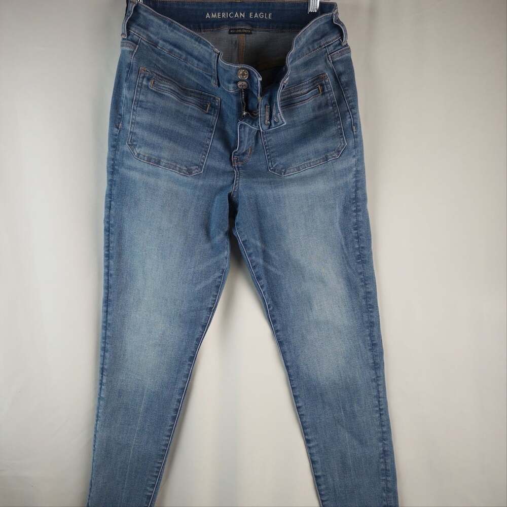 American Eagle Next Level Stretch Jeans Blue Patch Pocket Skinny